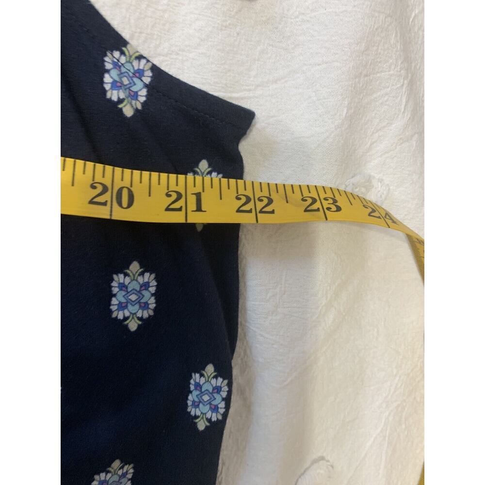 J Jill Tunic Top XL Navy Blue Floral Sleeveless Halter Pullover Boho Casual - Picture 4 of 8